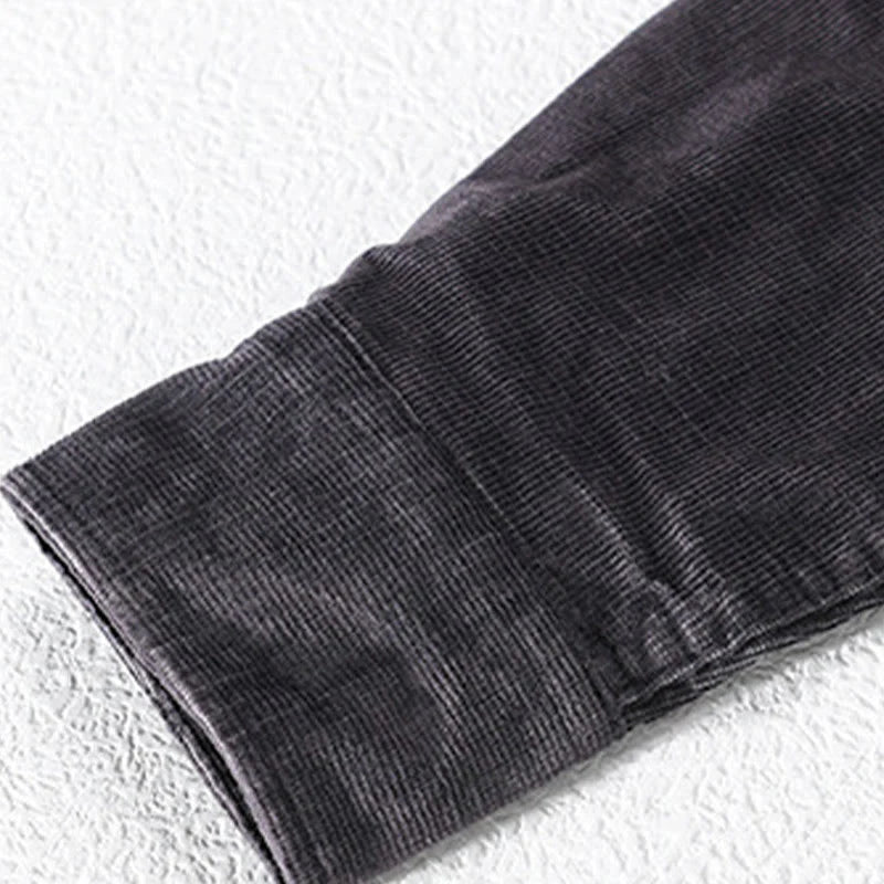 Buddha Stones Casual Corduroy Solid Color Men's Long Sleeve Cotton Thickened Jacket With Pockets