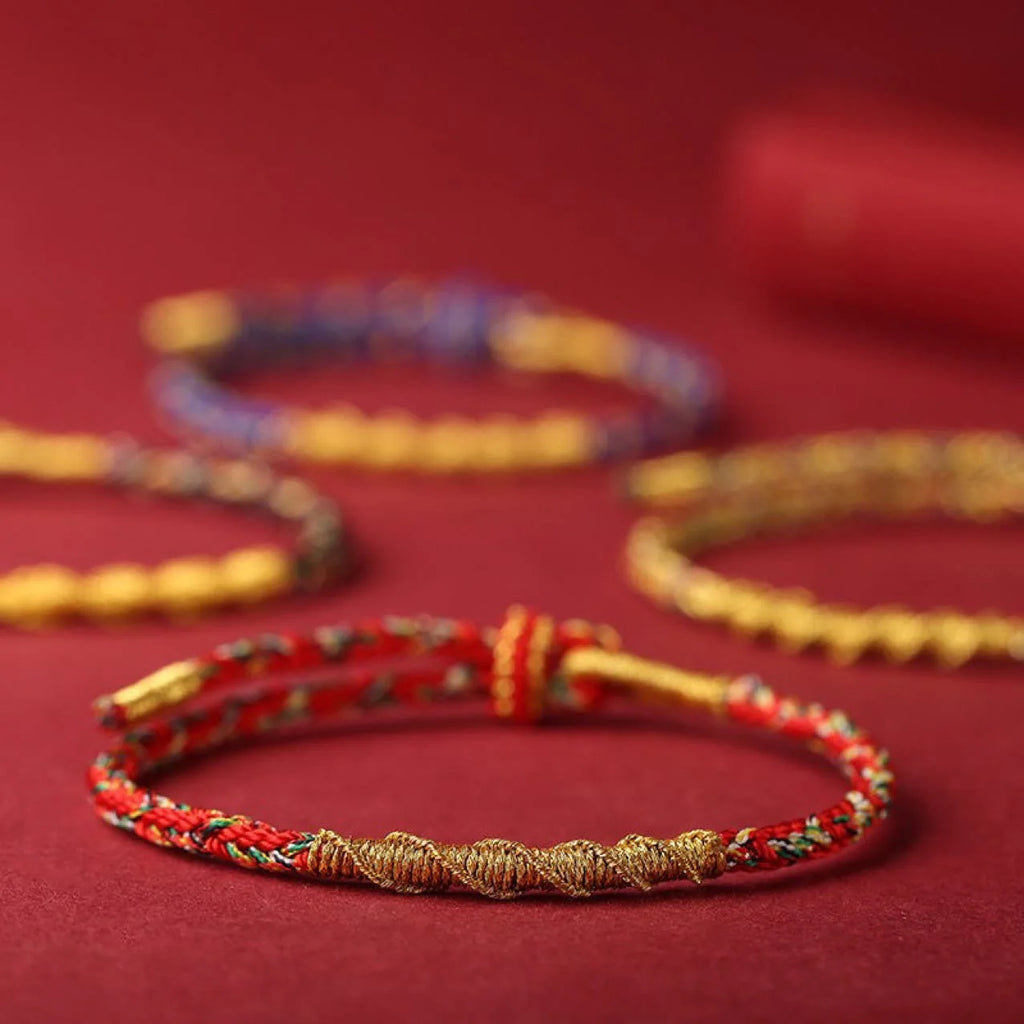 Buddha Stones Handmade Chinese Zodiac Natal Buddha Protection Strength Braided String Bracelet