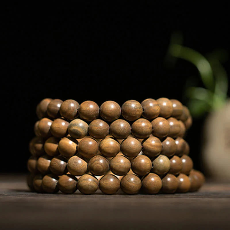 Buddha Stones 108 Mala Beads Green Sandalwood Boxwood Lotus Positive Bracelet (Extra 35% Off | USE CODE: FS35)