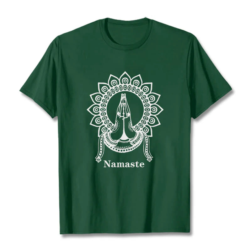 Buddha Stones Namaste Gesture Mandala Pattern Tee T-shirt
