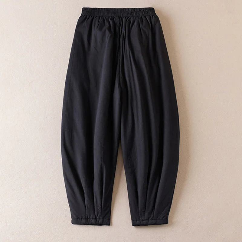 Buddha Stones Plain Women's Harem Thick Pants With Pockets