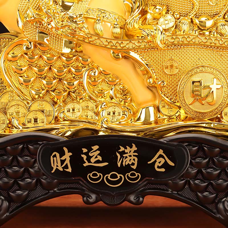 Buddha Stones  Good Fortune Year of the Horse Treasure Bowl Ingots Wealth Resin Home Decoration