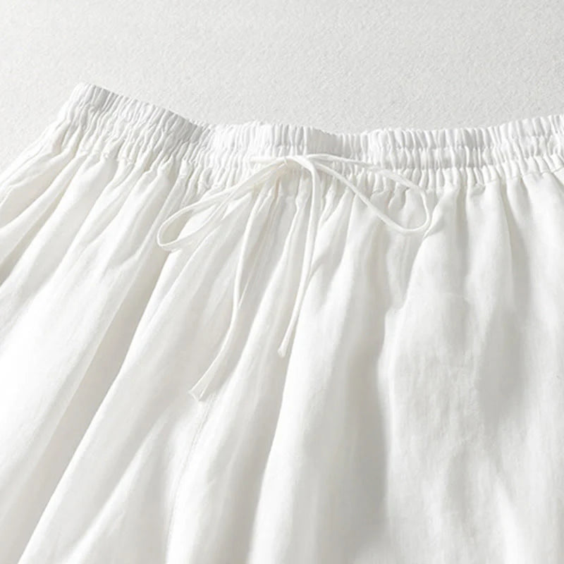 Buddha Stones Solid Color Lace-up Women's Wide Leg Pants