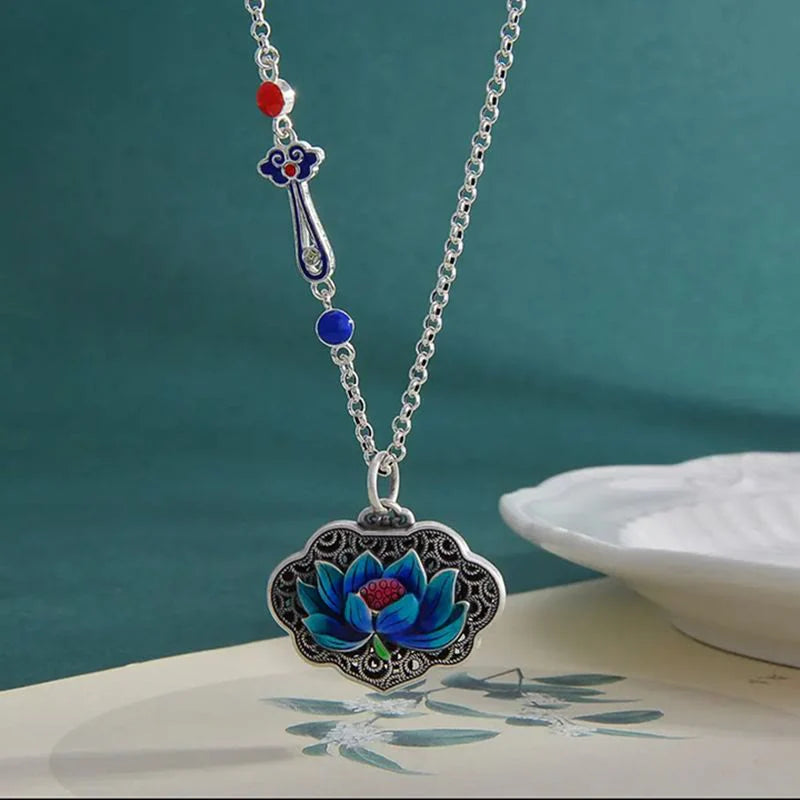 Buddha Stones Lotus Auspicious Cloud New Beginning Necklace Pendant Ring (Extra 30% Off | USE CODE: FS30)