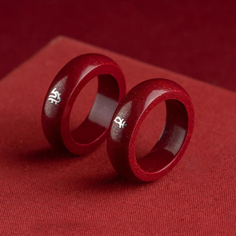 Buddha Stones Chinese Zodiac Year Of The Horse Cinnabar Blessing Ring