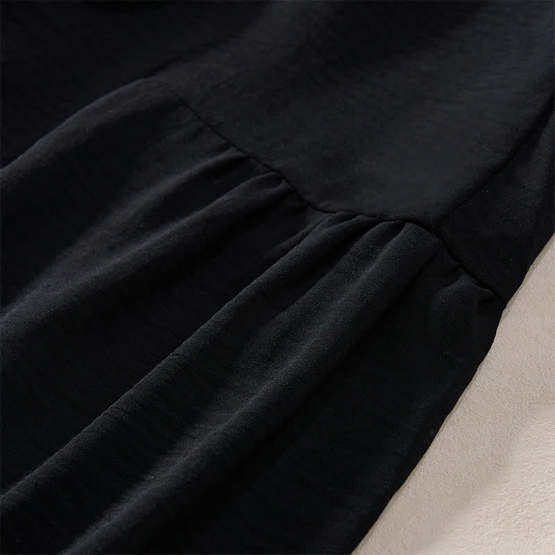 Buddha Stones Women's Summer High Elastic Waist Full Length Wide Leg Pants