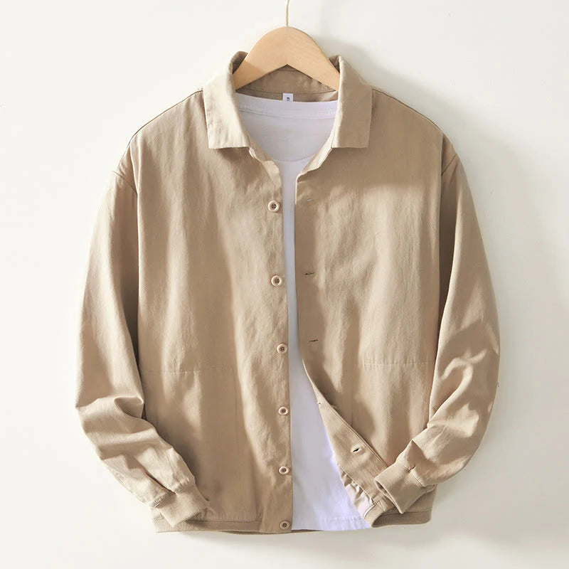 Buddha Stones Fall Solid Long Sleeve Buttons Down Men Cotton Shirt With Pockets