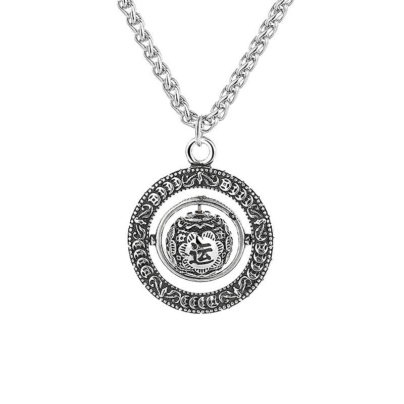 Buddha Stones One's Luck Improves Design Pattern Copper Rotatable Necklace Pendant