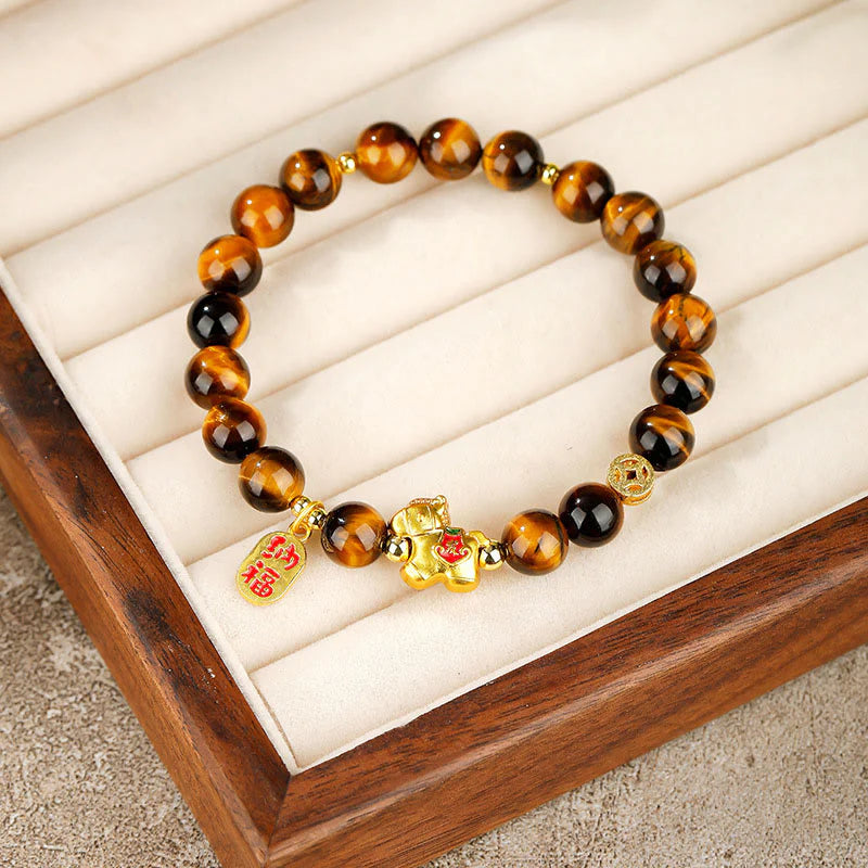 Buddha Stones Year Of The Horse Tiger Eye Courage Bracelet