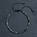 Buddha Stones Natural Black Glitter Stone Courage Spacer Bead Bracelet