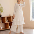 Buddha Stones 2Pcs Simple Design Tai Chi Meditation Yoga Clothing Top Pants Women's Set (Extra 30% Off | USE CODE: FS30)