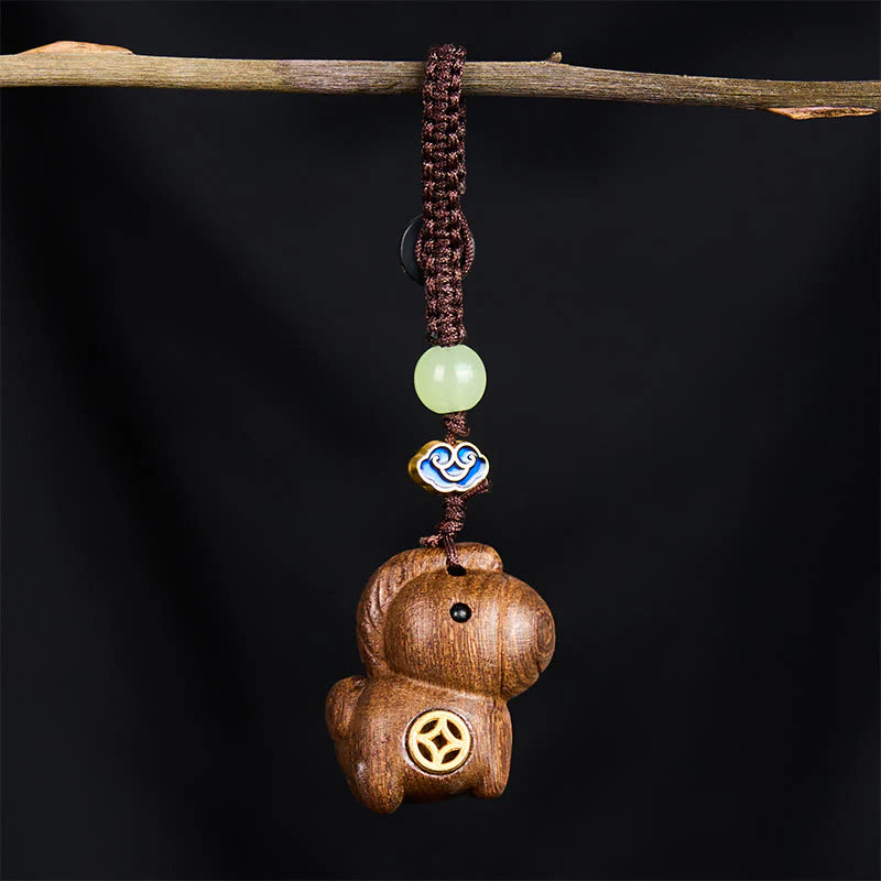 Buddha Stones Hoping You Have a Joyful Year Year of the Horse Rainbow Eucalyptus Small Leaf Red Sandalwood Key Chain Includes Gift Message Card