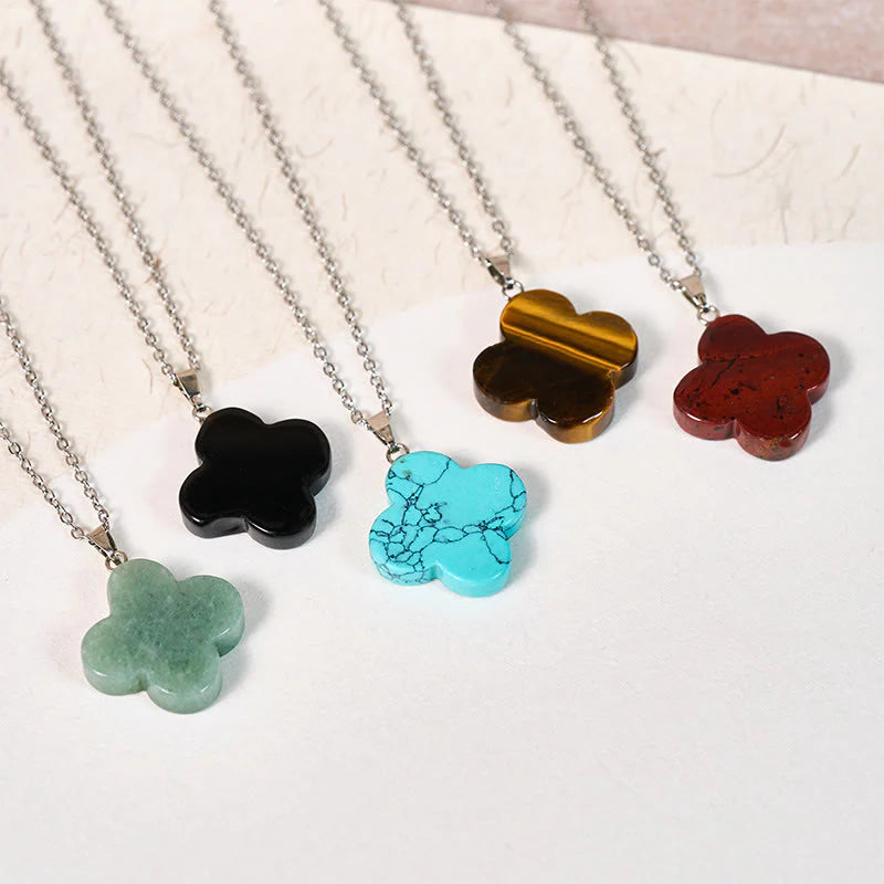 Buddha Stones Various Crystal Green Aventurine Black Obsidian Tiger Eye Plum Blossom Luck Necklace Pendant