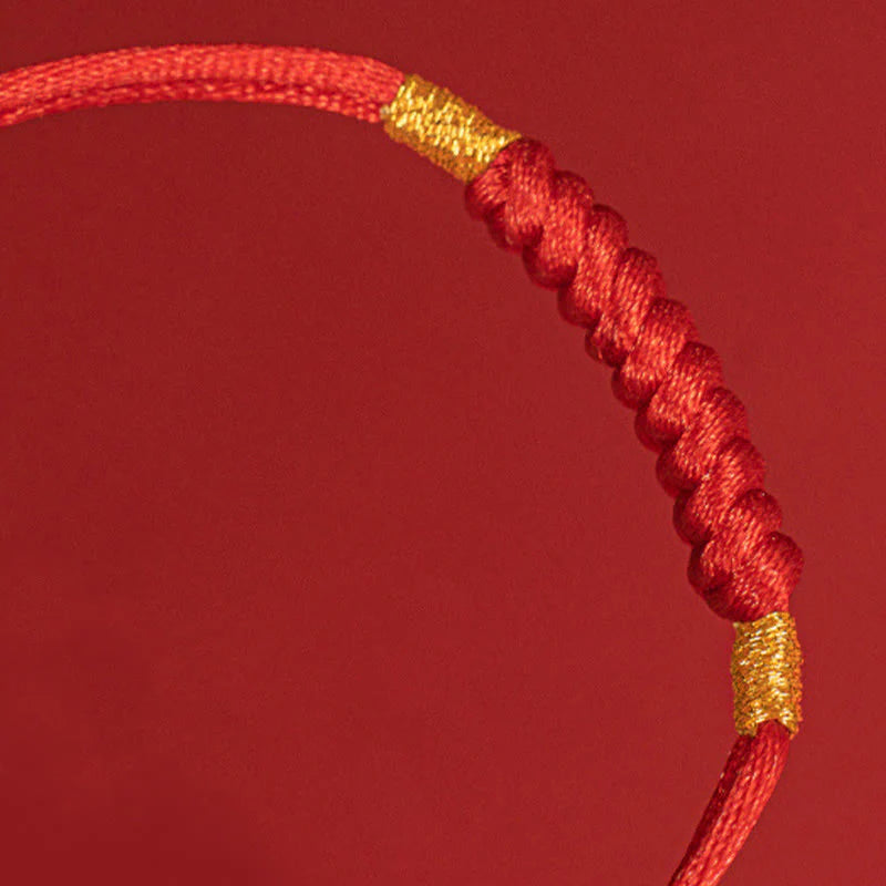 Buddha Stones Handmade Braided Red String Happy Knot Flat Knot Colorful Rope Bracelet