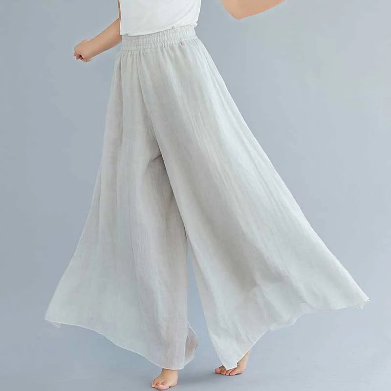 Buddha Stones Women Casual Loose Cotton Linen Wide Leg Pants For Yoga Dance