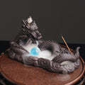 Buddha Stones Dragon Playing Ball Flower Protection Incense Burner Decoration