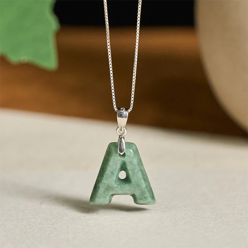 Buddha Stones May You Find Your Own Meaning Natural A-Z Letter Jade Titanium Steel Chain Necklace Includes Gift Message Card
