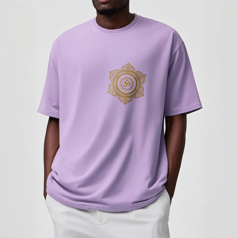 Buddha Stones Golden Mandala OM Pattern Tee T-shirt