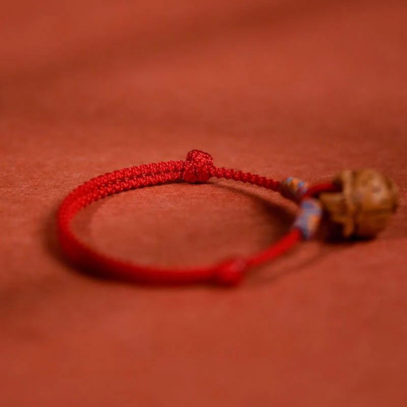 Buddha Stones Plaited Peach Pit Red String Strength Adjustable Cats Dogs Pet Collar