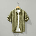 Buddha Stones Summer Solid Breathable Men's Buttons Short Sleeve Tencel Shirt