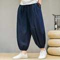 Buddha Stones Summer Plain Drawstring Men's Ankle-Length Cotton Harem Pants With Pockets