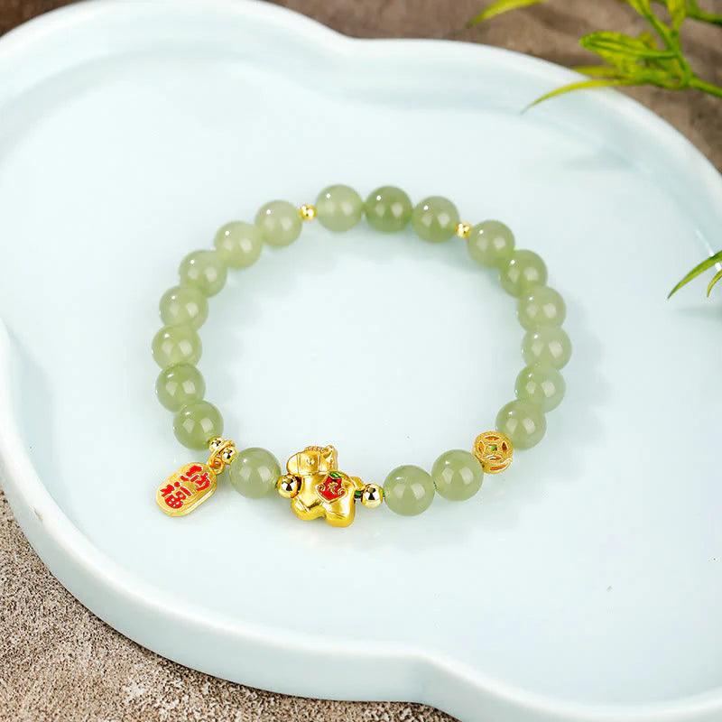 Buddha Stones Year Of The Horse Hetian Jade Abundance Bracelet
