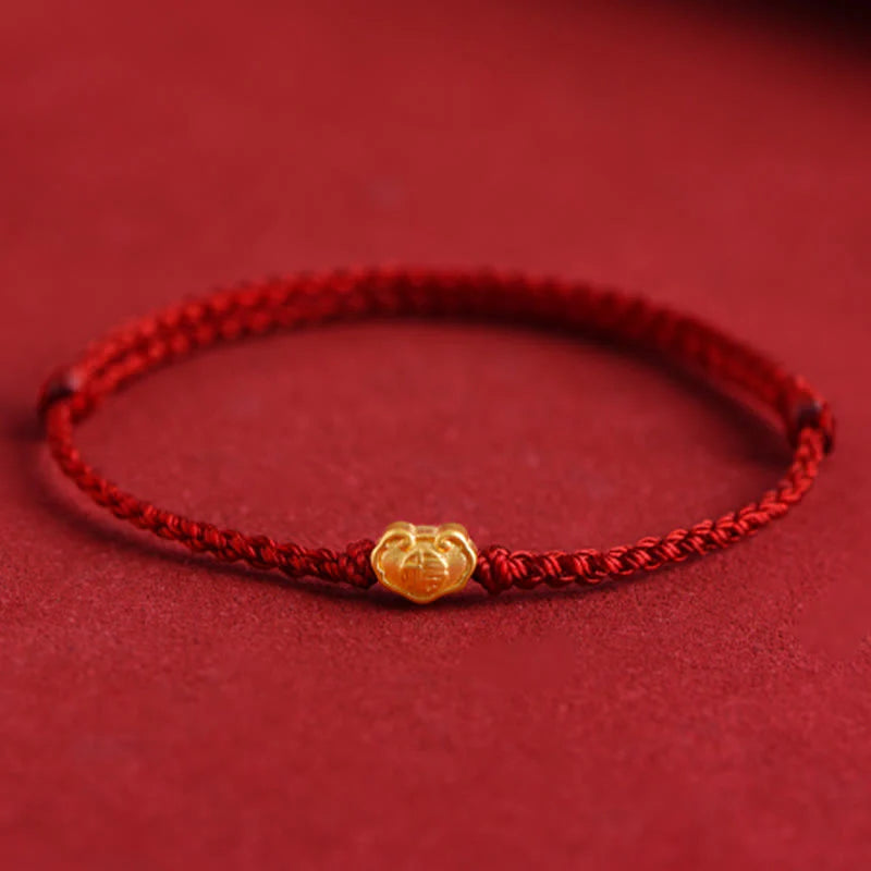 Buddha Stones 999 Gold Chinese Lock Charm Fu Character Protection Handmade Rope Bracelet (Extra 30% Off | USE CODE: FS30)