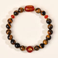 Buddha Stones 12 Chinese Zodiac Natural Tiger Eye Red Agate Protection Bracelet