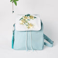 Buddha Stones Handmade Blue Epiphyllum Embroidered Large Capacity Canvas Backpack