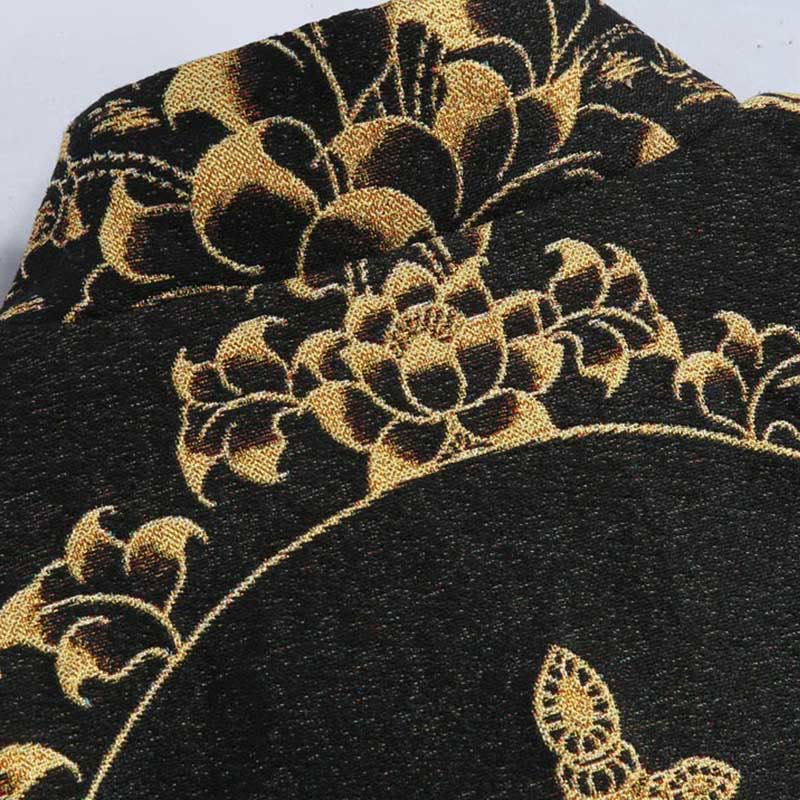Buddha Stones Avalokitesvara Guanyin Frog-Button Long Sleeve Men's Jacket