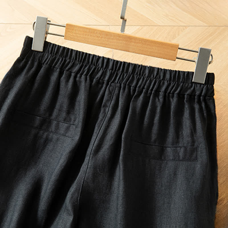 Buddha Stones Women's Spring High Elastic Waist Wide Leg Long Pants With Side Pockets