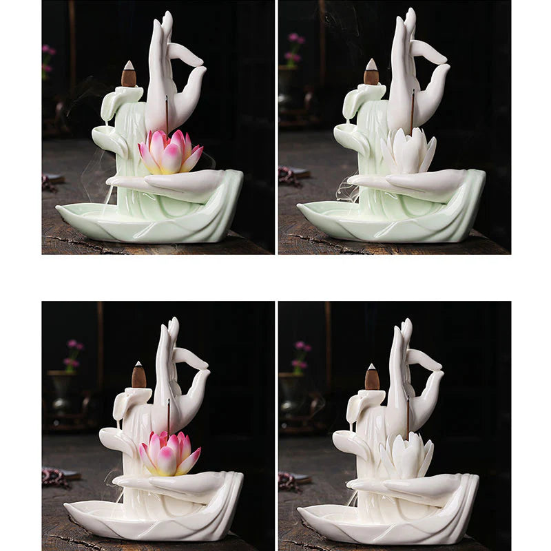 Buddha StonesTibetan Lotus Blessing Incense Burner Decoration (Extra 30% Off | USE CODE: FS30)