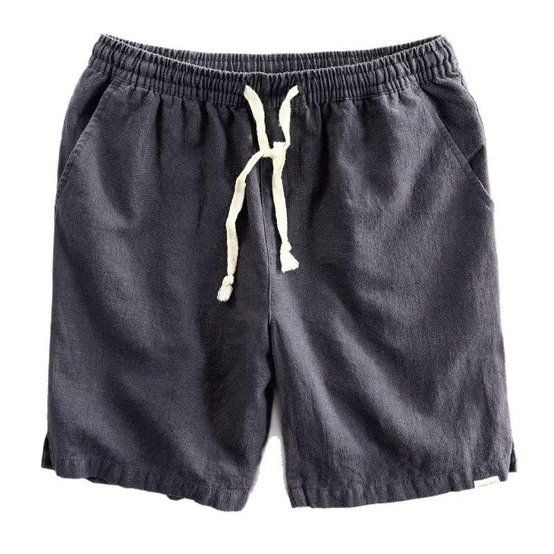 Buddha Stones Drawstring Elastic Waist Cotton Men's Shorts With Pockets
