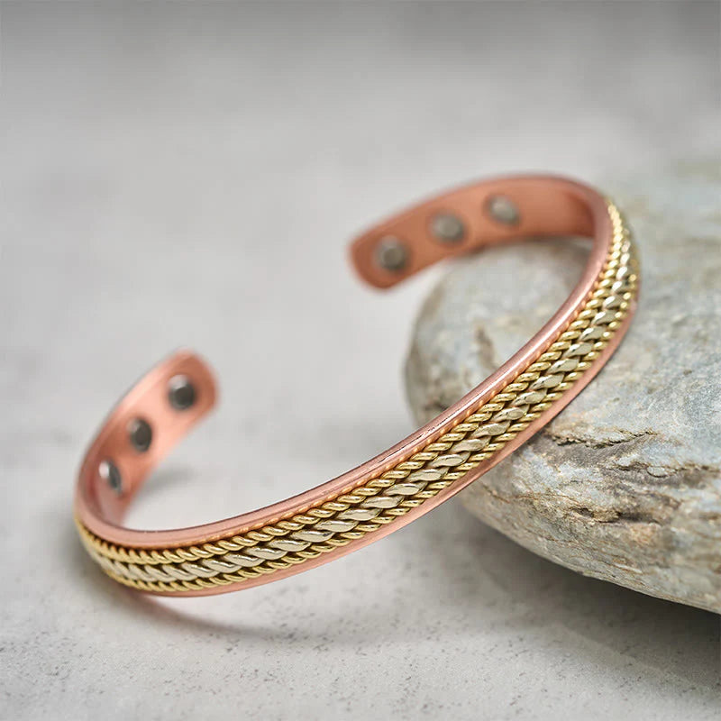 Buddha Stones Retro Twisted Copper Balance Luck Open Adjustable Cuff Bracelet Bangle