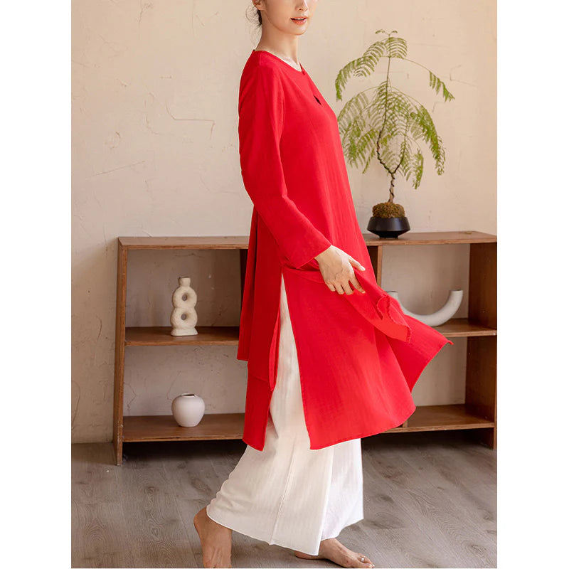 Buddha Stones 2Pcs Simple Design Tai Chi Meditation Yoga Clothing Top Pants Women's Set (Extra 30% Off | USE CODE: FS30)