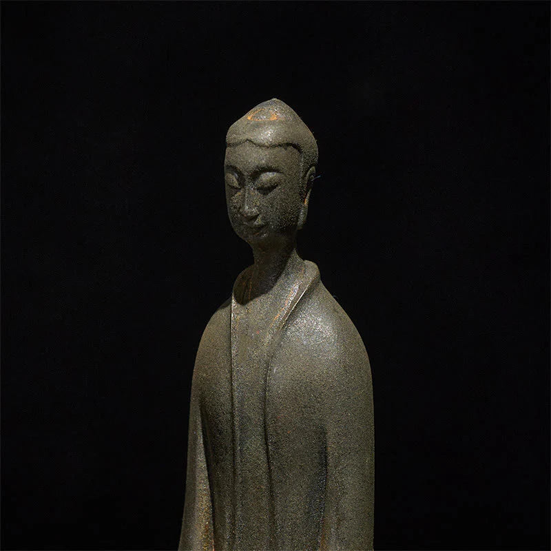 Buddha Stones Handmade Sakyamuni Buddha Iron Powder Rust Cast Resin Statue Home Decoration