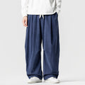 Buddha Stones Winter Drawstring Corduroy Cotton Men's Wide Leg Pants With Pockets