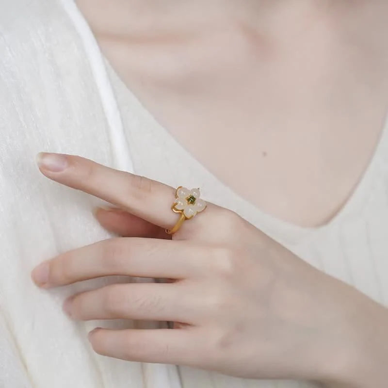 FREE Today: Release Negativity White Jade Flower Blessing Stud Earrings