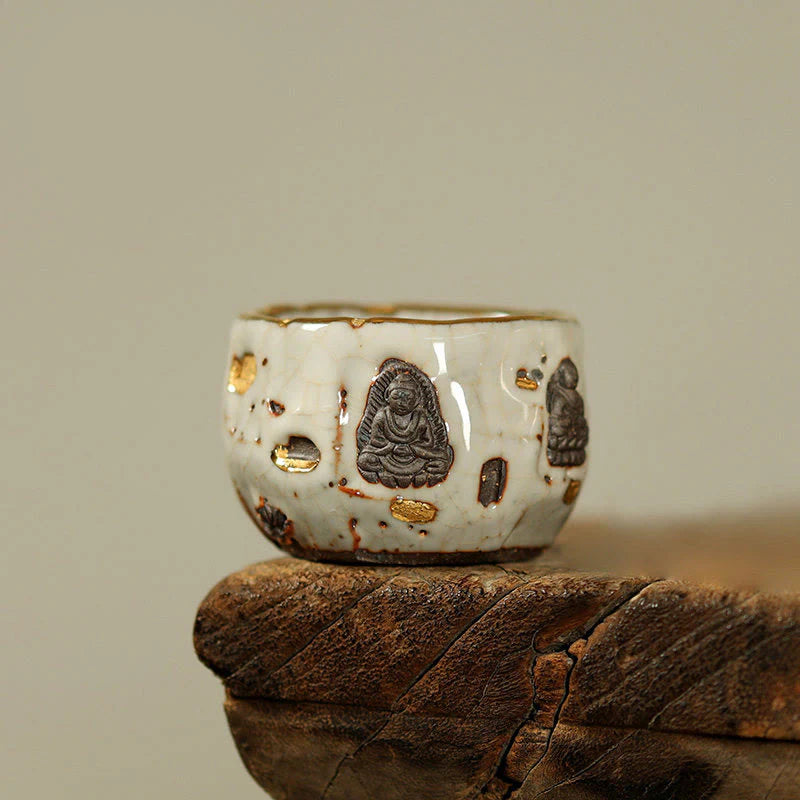 Buddha Stones Hand-painted Dunhuang Buddha Shino Ceramic Teacup Kung Fu Tea Cup