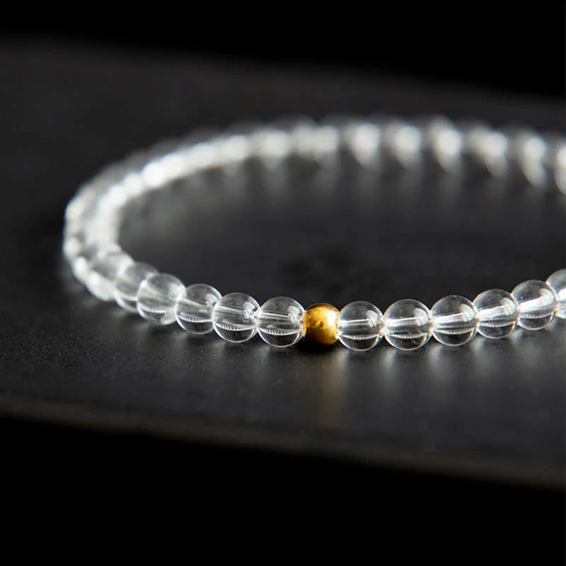 Buddha Stones Natural 4mm Clear Quartz Meditation Bracelet