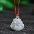 Buddha Stones Jade Laughing Buddha Prosperity Necklace Pendant