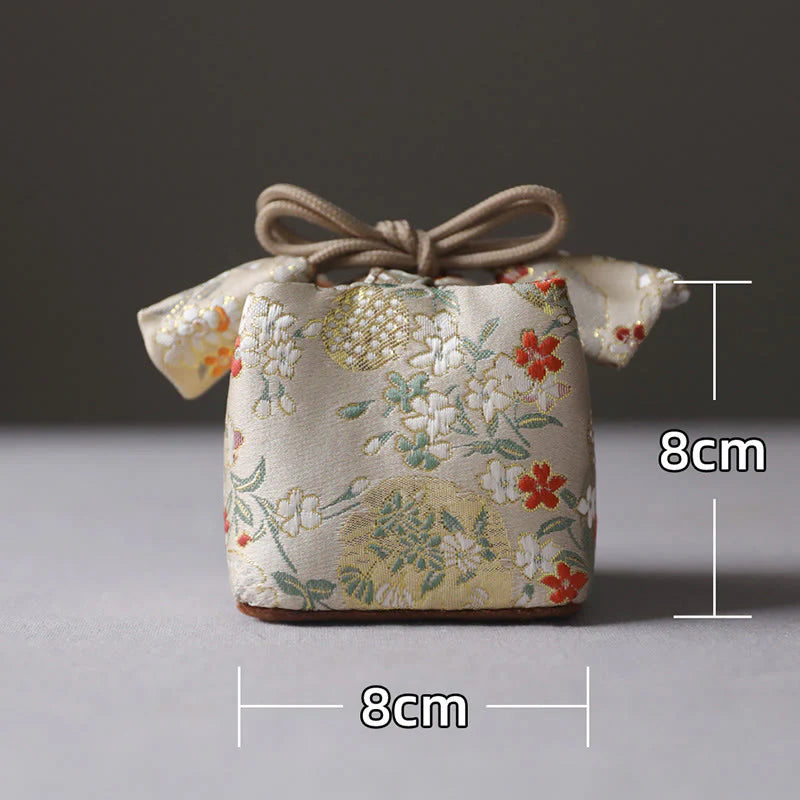 Buddha Stones Flowers Pattern Small Jewelry Storage Gift Bag 8*8*8cm