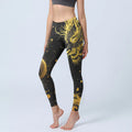 Buddha Stones Golden Dragon Pattern Print Gym Leggings Women's Yoga Pants