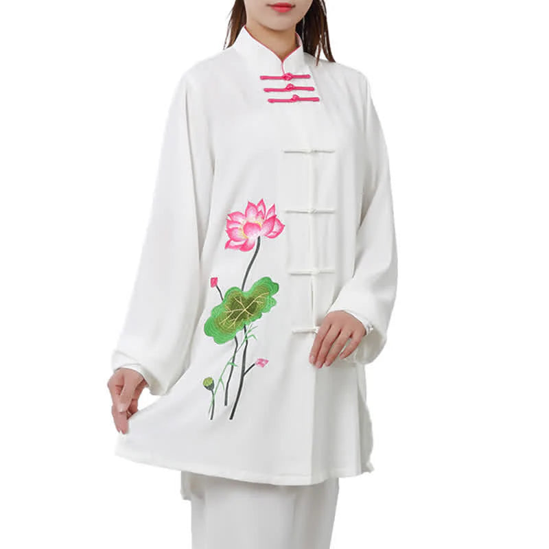 Buddha Stones Lotus Flower Leaf Pattern Tai Chi Meditation Prayer Spiritual Zen Practice Clothing Women's Set (Extra 30% Off | USE CODE: FS30)
