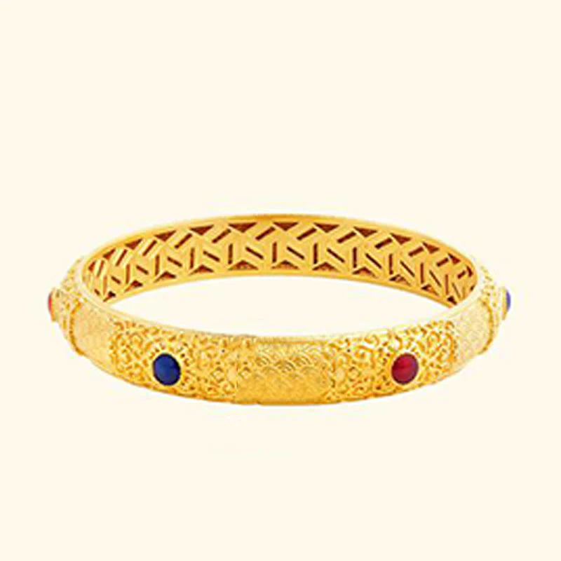 Buddha Stones 925 Sterling Silver Golden Auspicious Clouds Hollow Design Protection Bracelet Bangle 2.20 IN (56 MM)