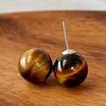 FREE Today: Strength and Protection Simple Tiger Eye Retro Round Stud Earrings