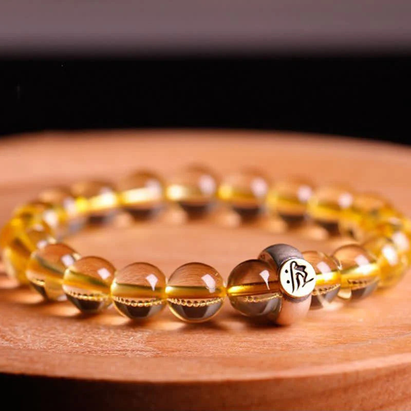Buddha Stones 925 Sterling Silver Chinese Zodiac Natal Buddha Citrine Protection Bracelet