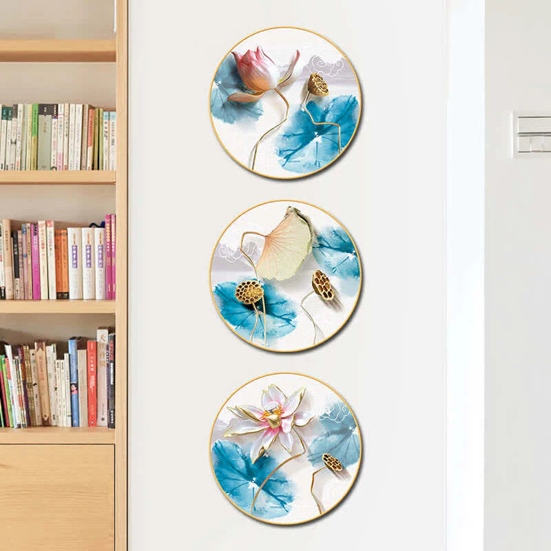 Buddha Stones 3Pcs Lotus Flower Meditation Enlightenment Wall Art Stickers