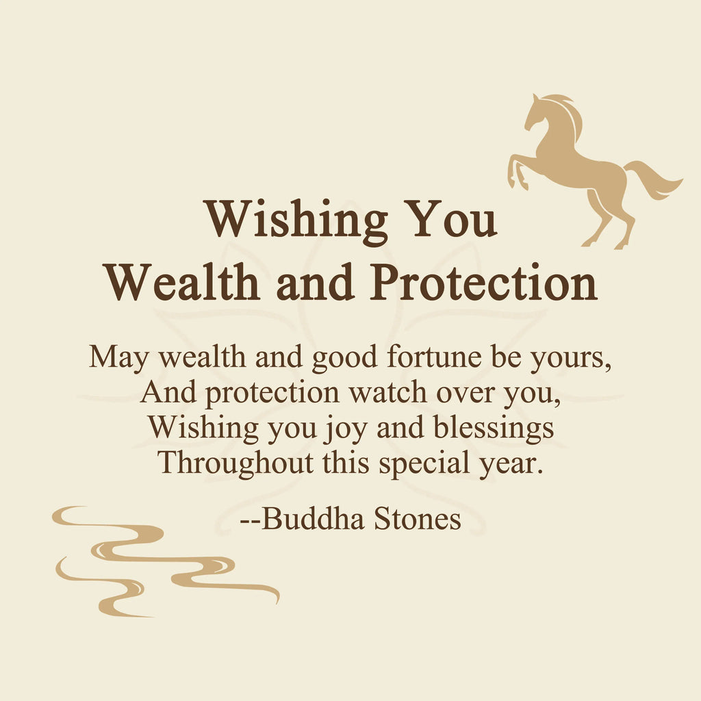 Buddha Stones Wishing You Wealth and Protection Year of the Horse String Includes Gift Message Card