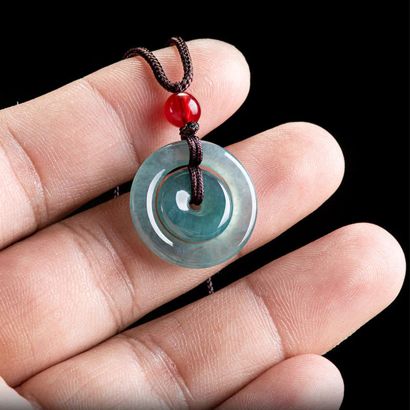 FREE Today: Auspicious and Protection Green Jade Double Peace Buckle Necklace Pendant